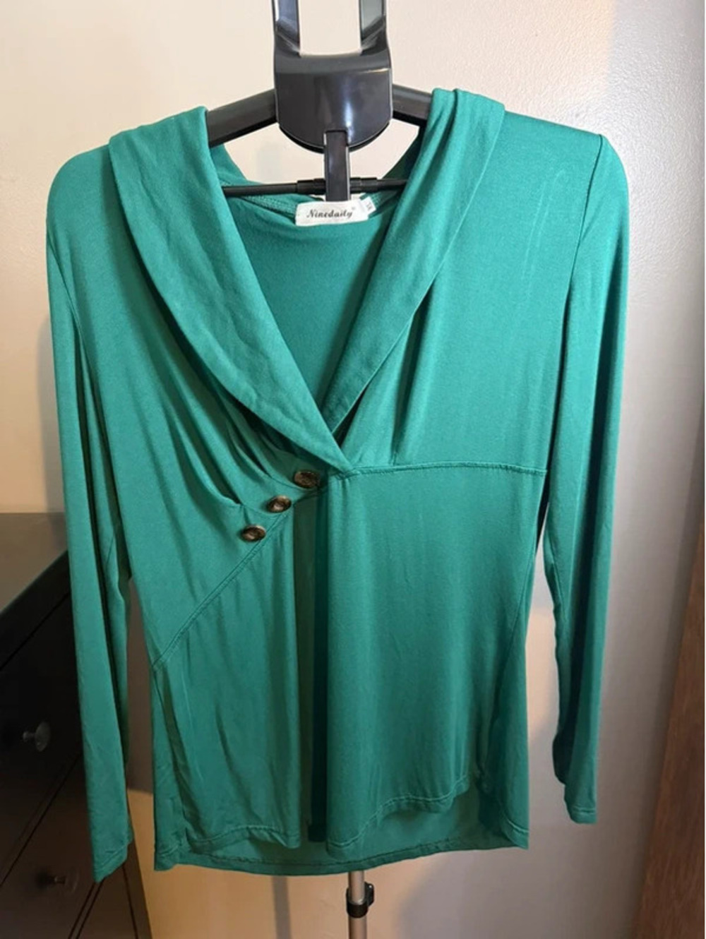 Ninedaily Green Long Sleeve Tunic Top 1X